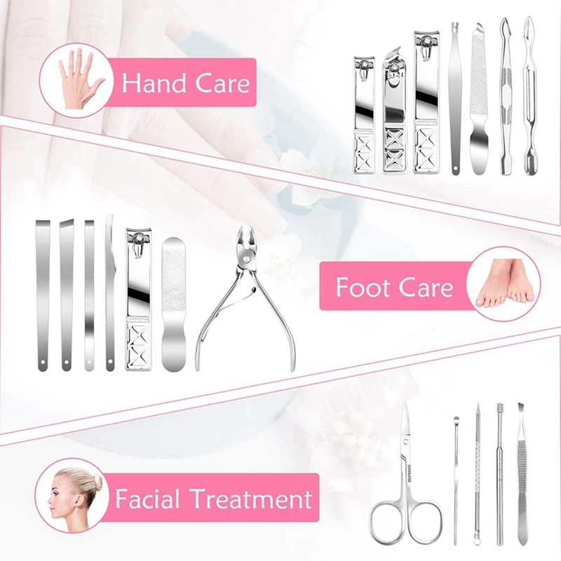 

36Pcs Manicure Set Pedicure Nail Clippers Set Professional Cutter Care Set (Black/Blue Storage Bag)