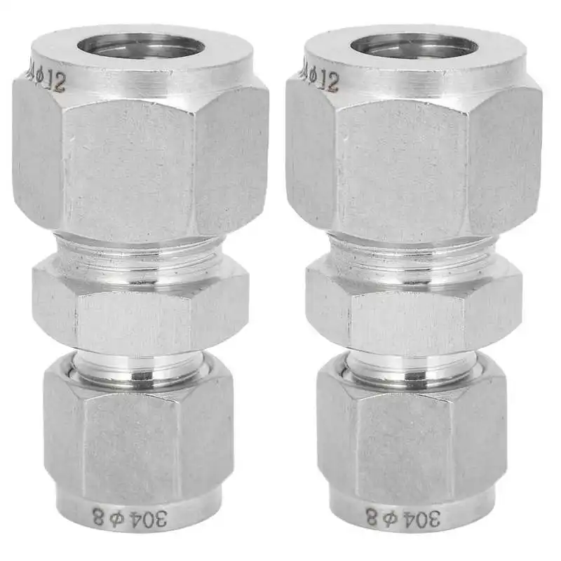 

2 шт. Компрессионный фитинг для труб, адаптер из нержавеющей стали с двойным зажимом, прямой соединитель, высокое качество