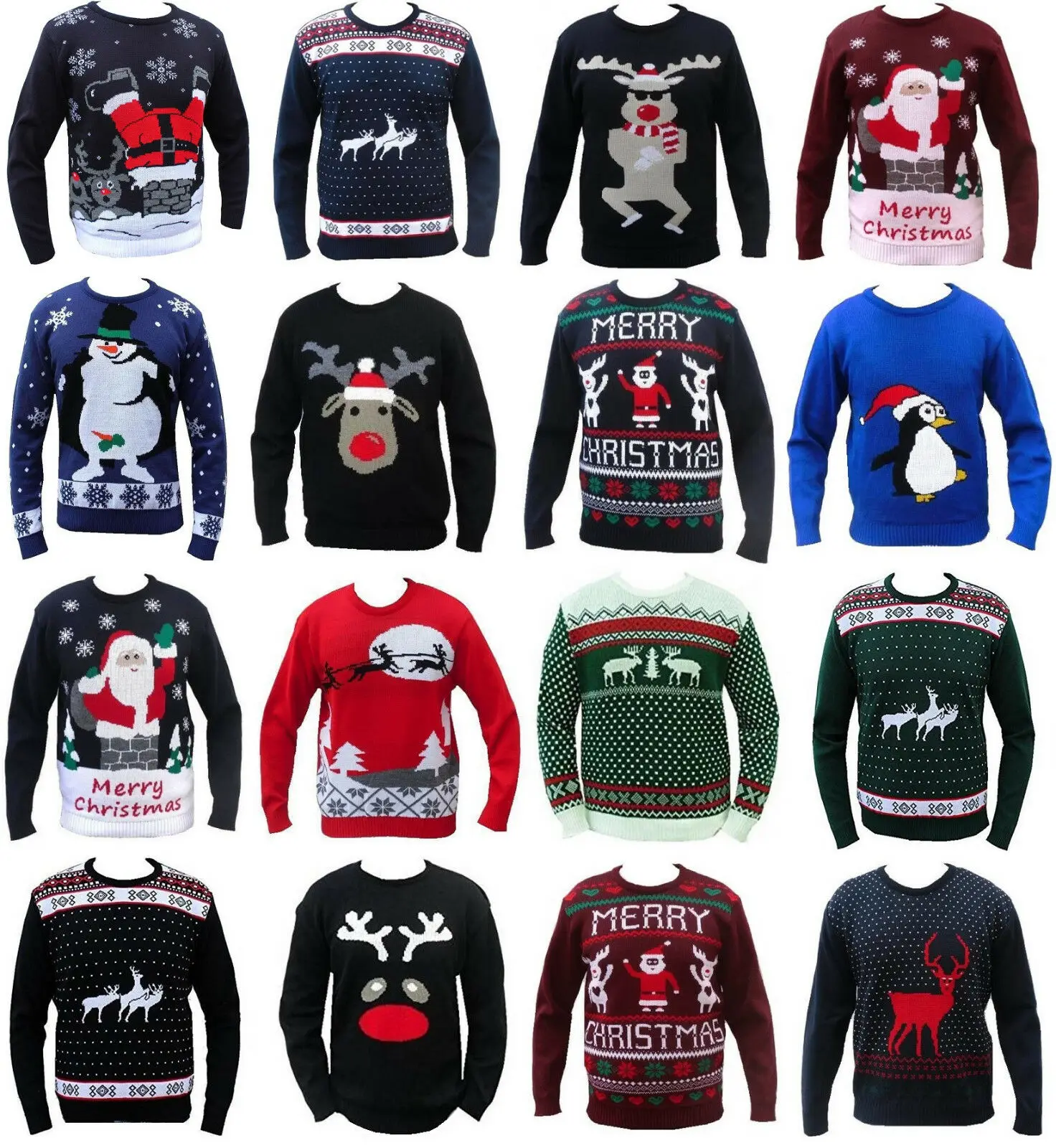 

NEW KNITTED MENS LADIES WOMENS FUNNY CHRISTMAS XMAS JUMPER SWEATER SANTA RETRO