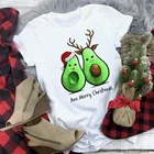 Футболка Avo с надписью Merry Christmas, модная женская футболка, Kawaii, женские топы, новогодняя футболка, рождественские футболки, футболка с коротким рукавом