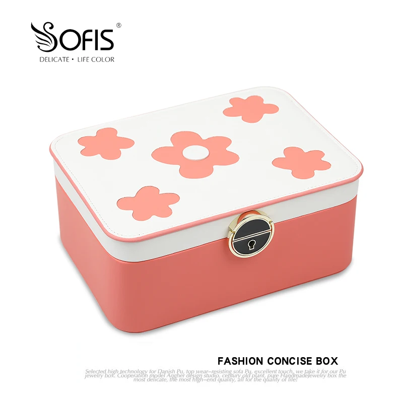 

Storage Jewelry Box Double-Layer Lockable Large-Capacity Household Korean Ins Wind Mirror Bracelet Earrings Box