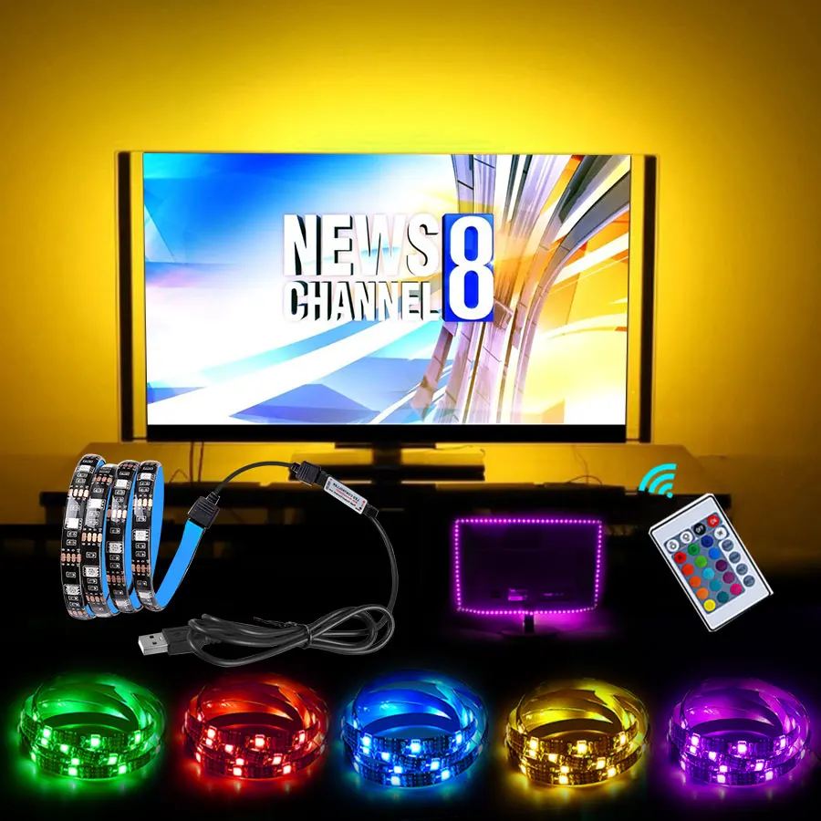 Цветная (RGB светодиодный ленты SMD 5050 5 м водонепроницаемая светодиодная лента RGB DC5V