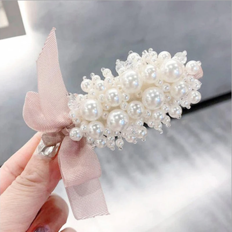 

New Hot Fashion Women Sweet Girl Bow Pearl Hair Clip Girl Hairpins Birthday Gift
