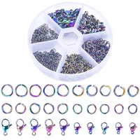 120pcs mixed rainbow jump rings and lobster clasp hooks for jewelry making necklace earring bracelet anklets findings components
