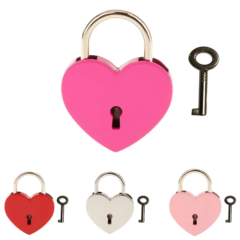 

Heart Shape Padlocks Vintage Old Antique Style Mini Padlocks With Key Lock for Travel Wedding Jewelry Box Diary Book Suitcase