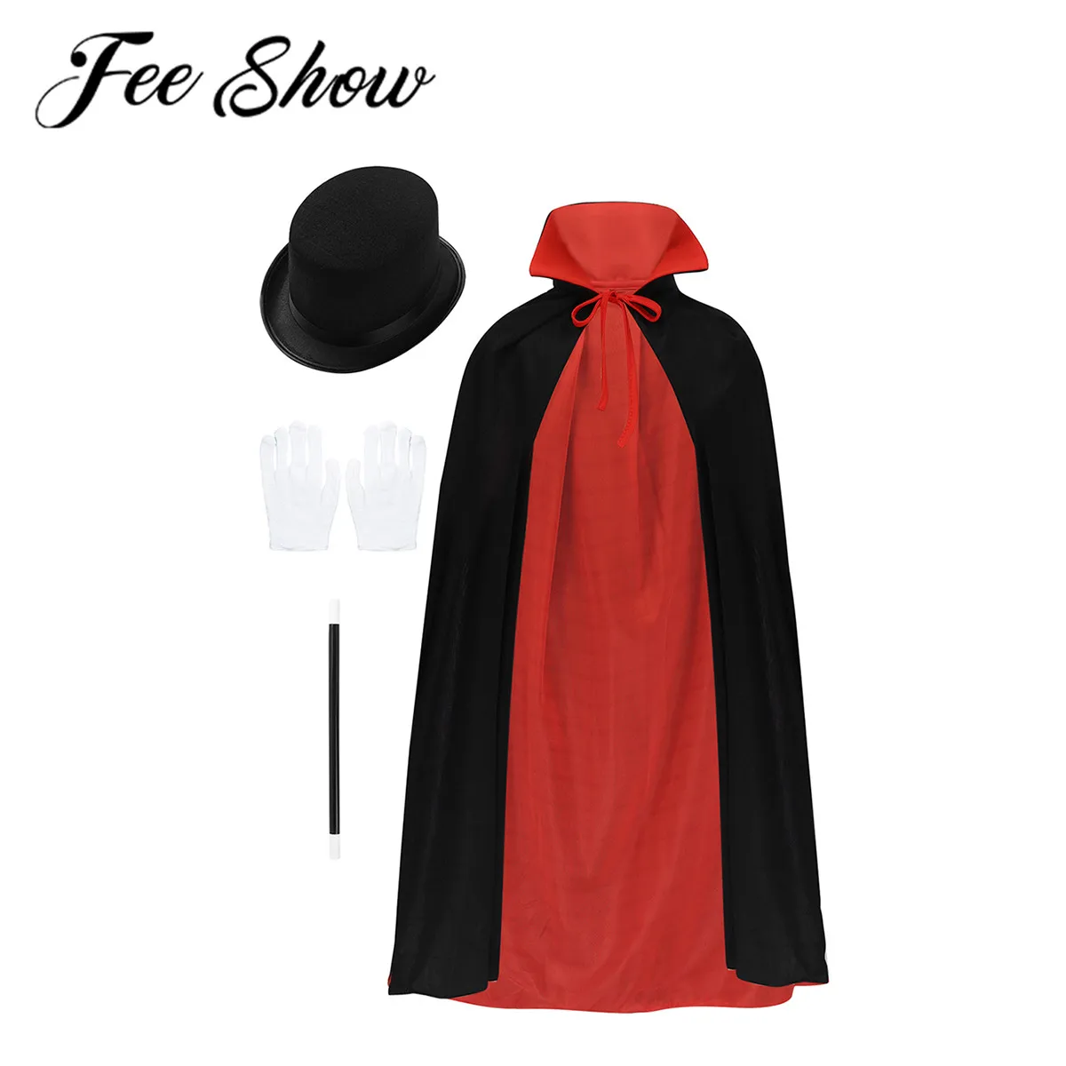 Детский магический костюм накидка шапка волшебная палочка перчатки набор