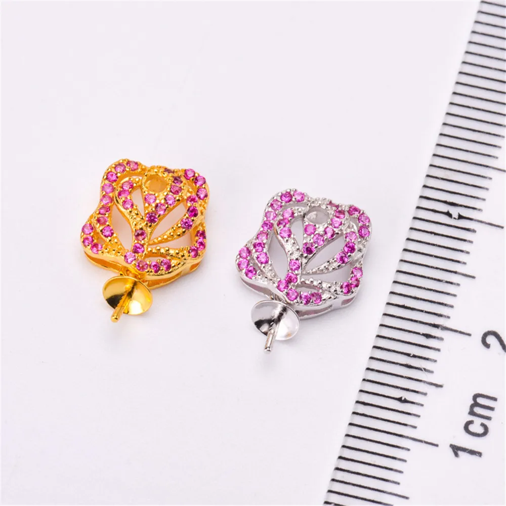 

Circle Pendant Hat Holder S925 Sterling Silver Pearl Pendant Settings Women DIY Handmade Jewelry Findings