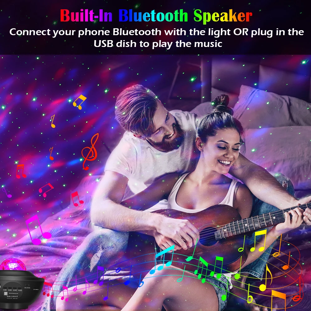 Проектор A + 10 цветов с пультом ДУ и Bluetooth для спальни вечерние/домашнего