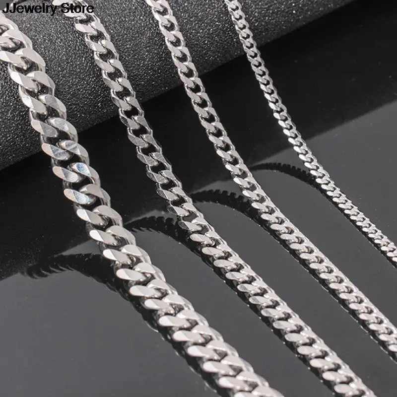 Серебряное мужское ожерелье из нержавеющей стали кубинская звеньевая цепь