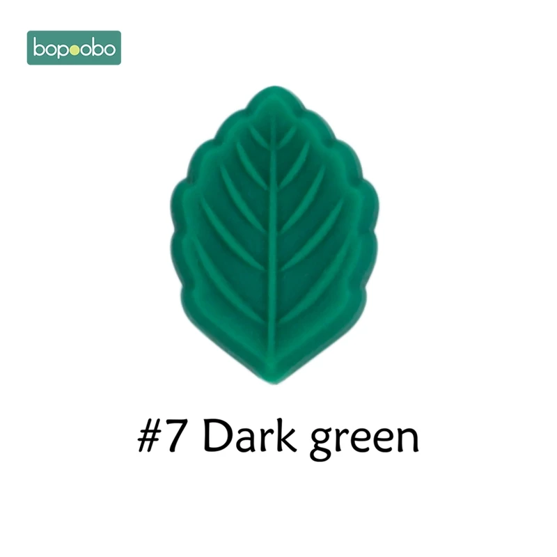Dark Green Leaf Bopobo 5 шт. Детские Прорезыватели силиконовые листья пищевого качества Прорезыватель DIY кормящих жевательных игрушек детские аксессуары для прорезывания зубов Силиконовые Бусины - Цвет: Dark Green Leaf