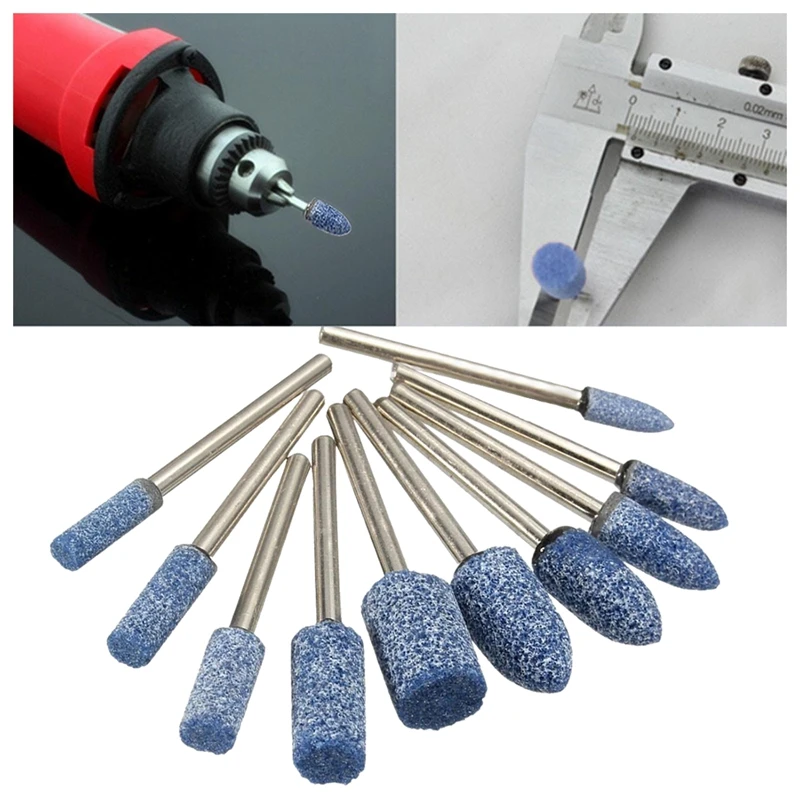

10pc Blue Abrasive Mounted Stone Rotary Tool Grinding Wheel 1/8 Shank
