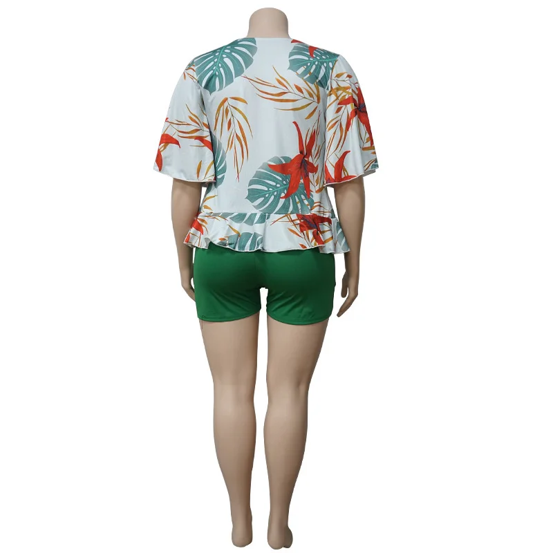

Women Summer Two Piece Set 2021 Loose Blouse and Shorts Set Loungewear Casual Sweat Suits Plus Size Wholesale Dropshipping