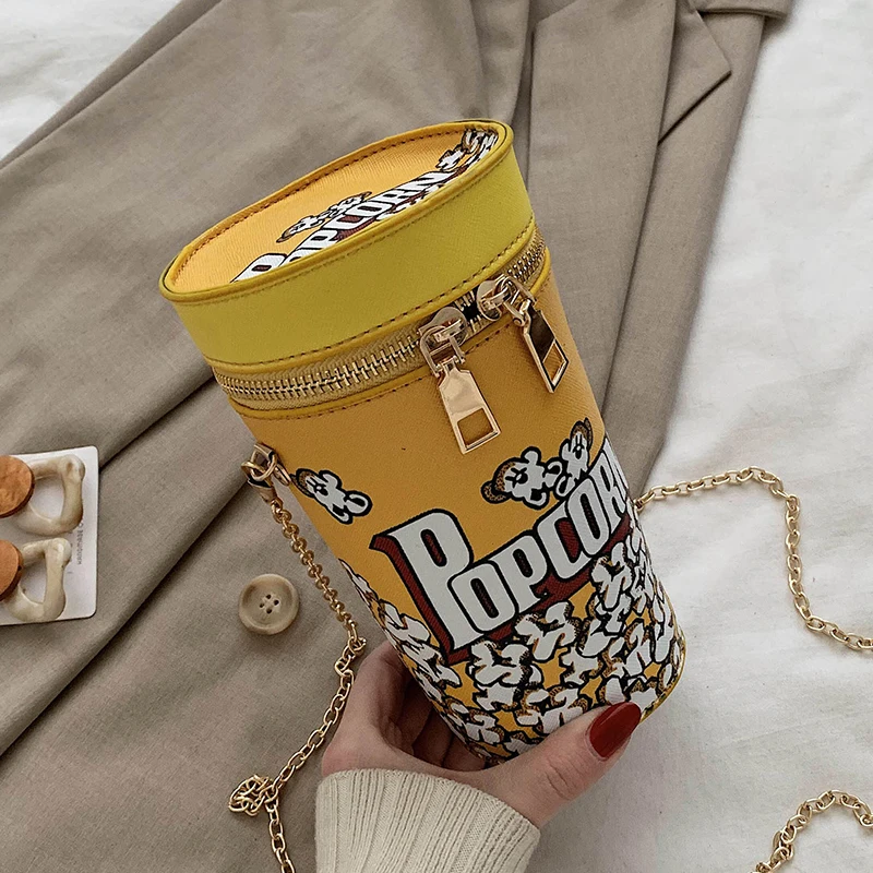 Yellow Popcorn Pattern Fashion Pu Leather Young Girl's Chain Bag Purses and Handbags Shoulder Women Casual Tote Pouch | Багаж и сумки