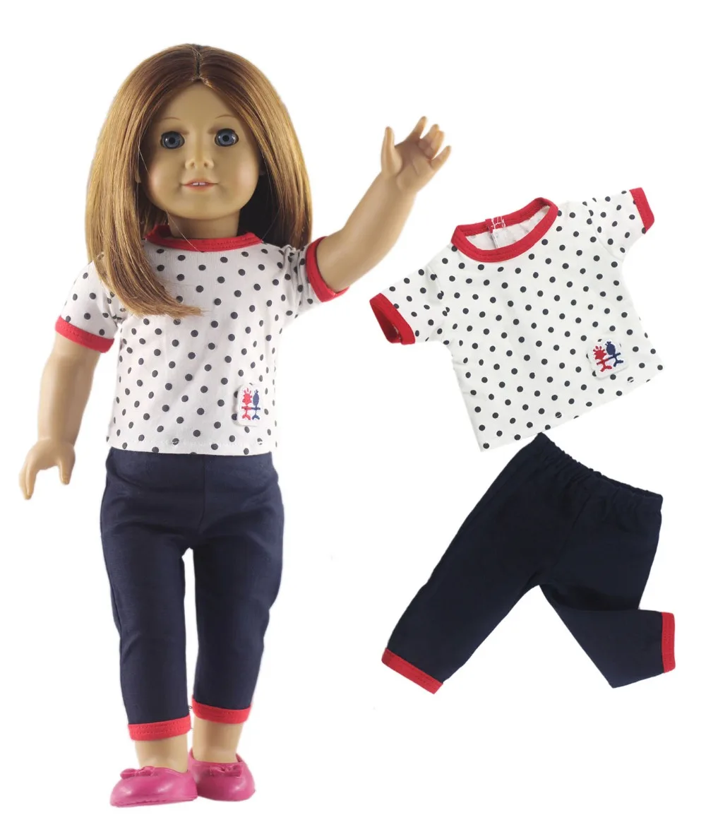 Одежда для кукол топ + штаны американской куклы 18 дюймов повседневная