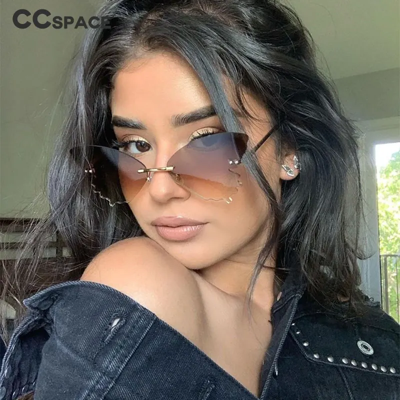 49060 бабочка без оправы Солнцезащитные очки для мужчин и женщин Модные Оттенки UV400