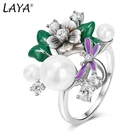 Лайя Стерлингового Серебра 925 Пробы Высокое Качество Циркон Натуральный Жемчуг Раковина Цветок Кольцо Для Женщин Мода Оригинальные Ювелирные Изделия 2022 Тренд