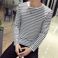 striped t shirt fashion mens long sleeve shirt trendy black and white striped tops for men casual bottoming shirt oversized