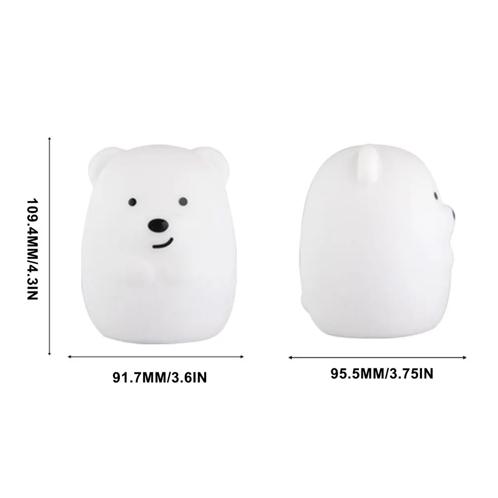 

Mini Bear Lamp RGB LED Night Light Remote Control USB Rechargeable Colorful Cartoon Animal Lamp for Children Kids Baby Gift