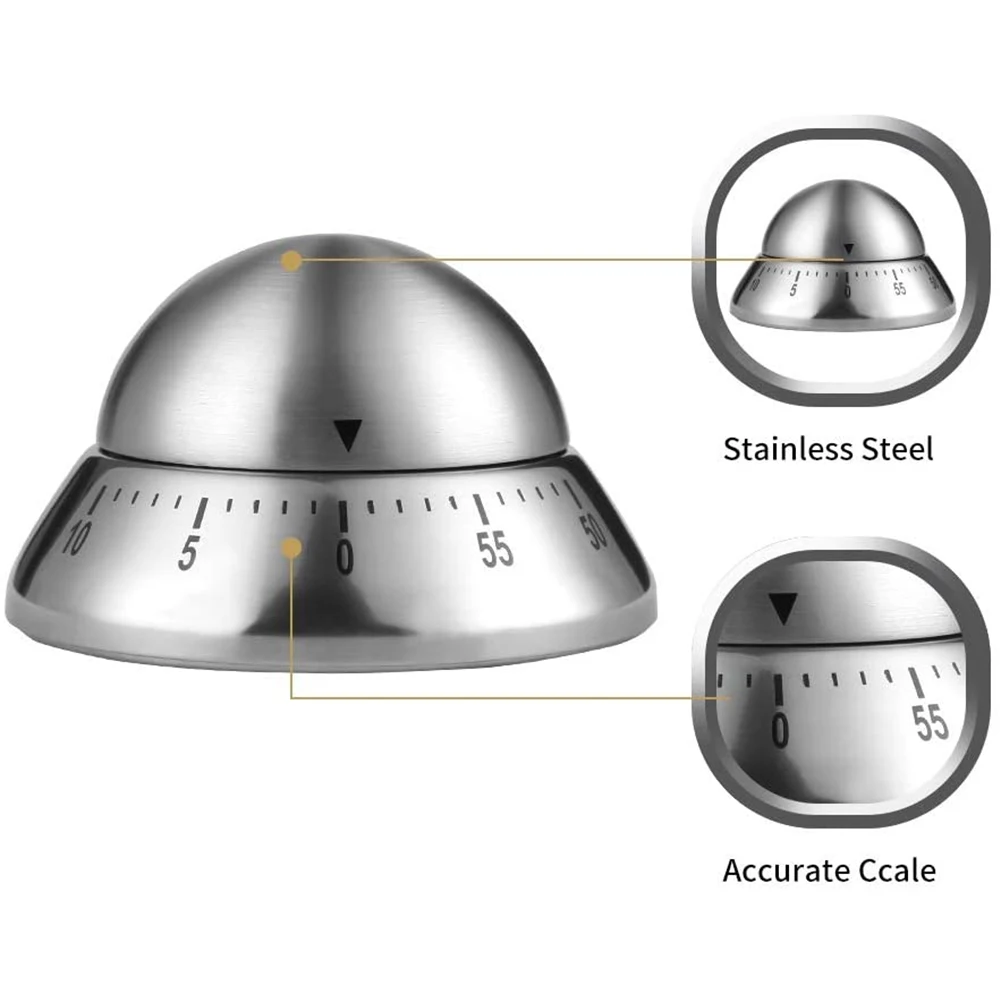 

Stainless Steel Kitchen Timer With Magnetic Base Manual Mechanical Cooking Timer Countdown Cooking Tools Kitchen Gadgets