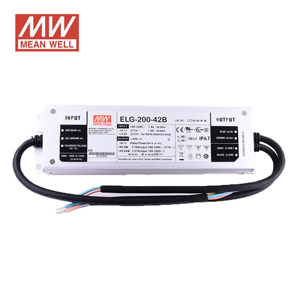 Meanwell Диммируемый 100 Вт 240 Вт 320 Вт драйвер HLG-100H-42B HLG-240H-36B, ELG-200H-42B LPC-60-1400 импульсный источник питания, APV-12-12 ou