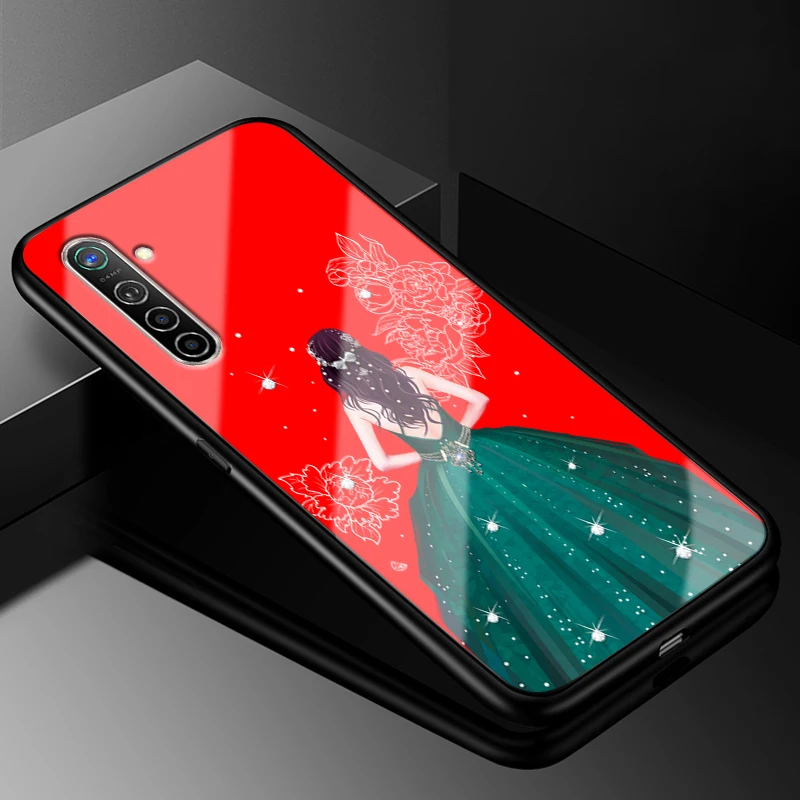 37 Для OPPO Realme X2 чехол 6,4 ''модный стеклянный Жесткий Чехол для задней панели телефона чехол s для OPPO Realme XT силиконовый бампер - Цвет: 37