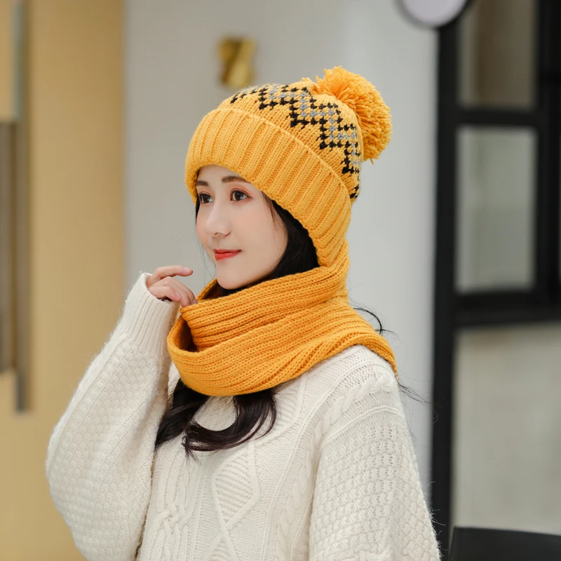 2021 женская зимняя многофункциональная вязаная шерстяная шапка милая с