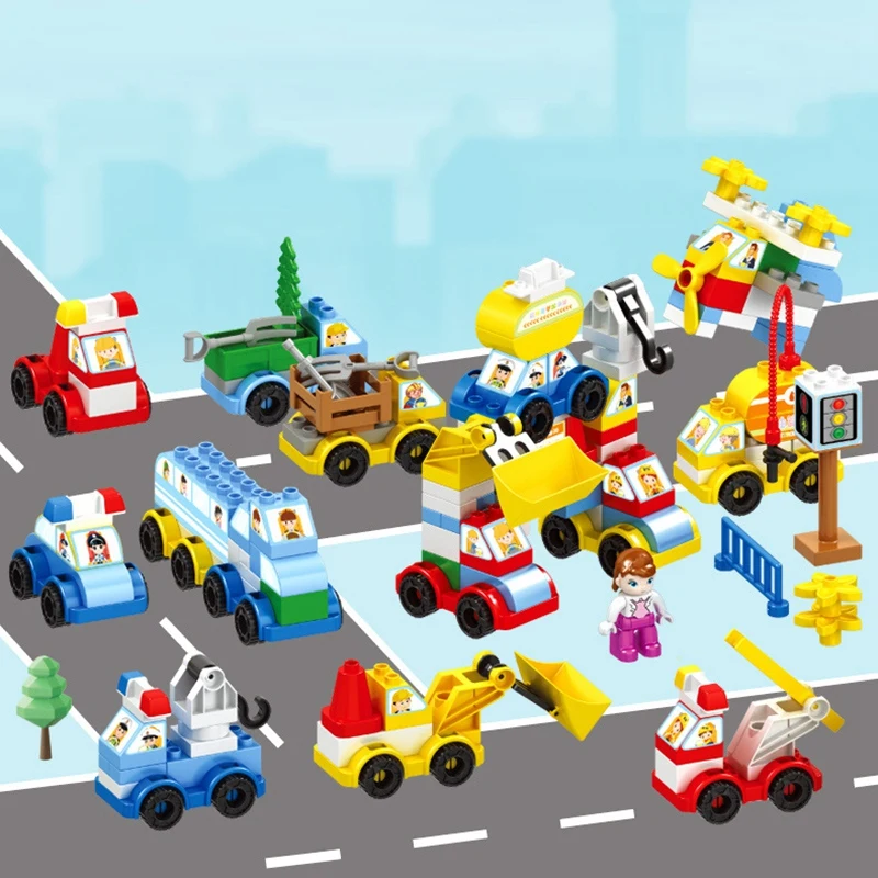 

FBIL-Children's Toy Building Blocks Changeable DIY Car Excavator Large Assembled Educational Toys Development ligence