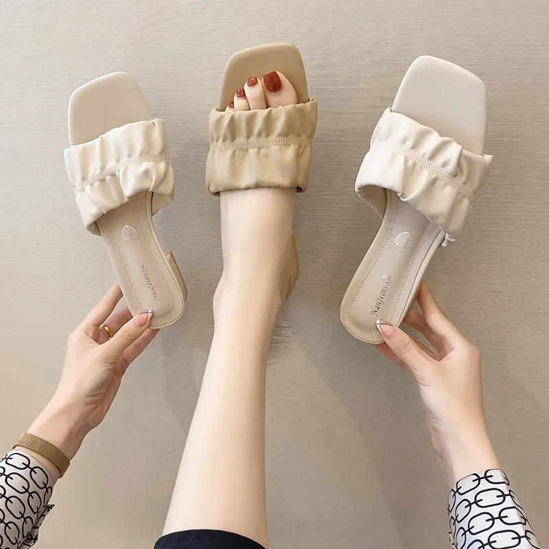 

Slippers Casual Shoes Slipers Women Med Slides Luxury 2021 Hoof Heels PU Rome Fashion Med Shoes Womens Slippers Outdoor Luxury S