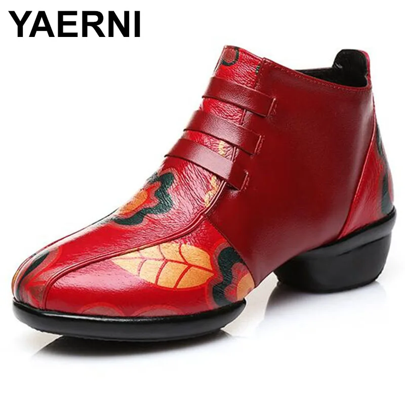 

Женские кроссовки для танцев на танкетке YAERNI, спортивная обувь из натуральной кожи на платформе, осень 2019