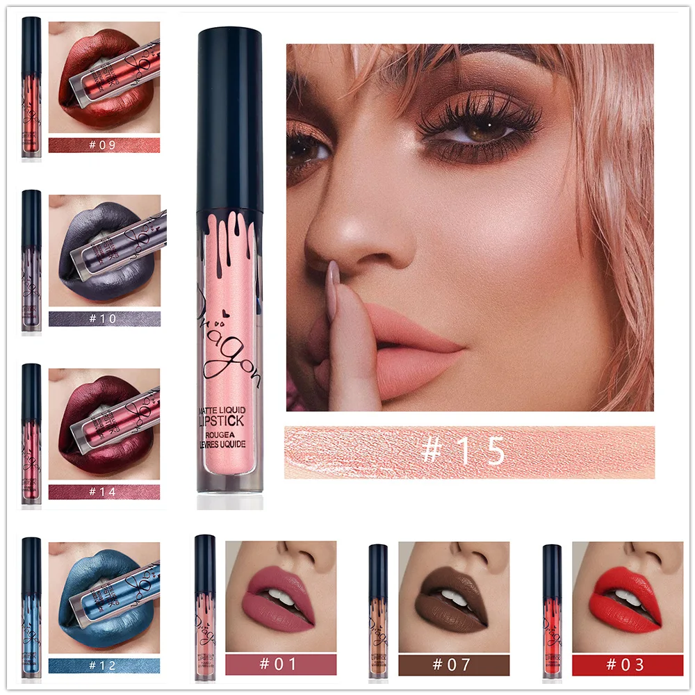 

16 Colors Metallic Matte Liquid Lipstick High Lip Biting Matte Satin-matte Lip Gloss Moisturizing Waterproof Lasting Makeup