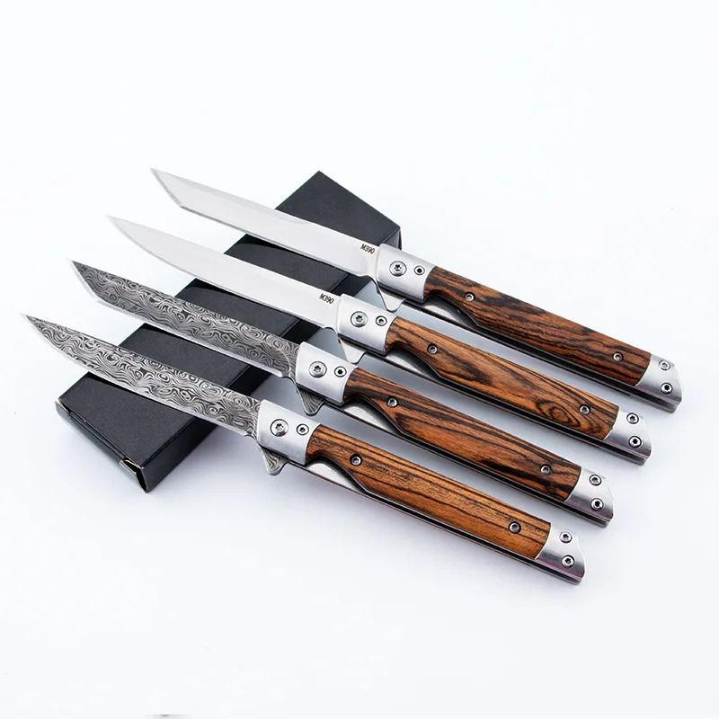 Складной нож Карманный шеф-повар из дамасской кожи для самообороны кемпинга