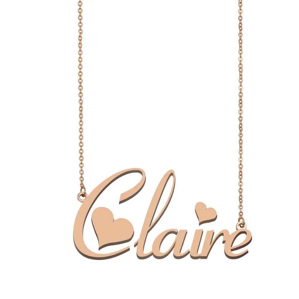 Claire Name Necklace Custom Personalized Gold Steel for Women Girls Best Friends Birthday Wedding Christmas Mother Days Gift