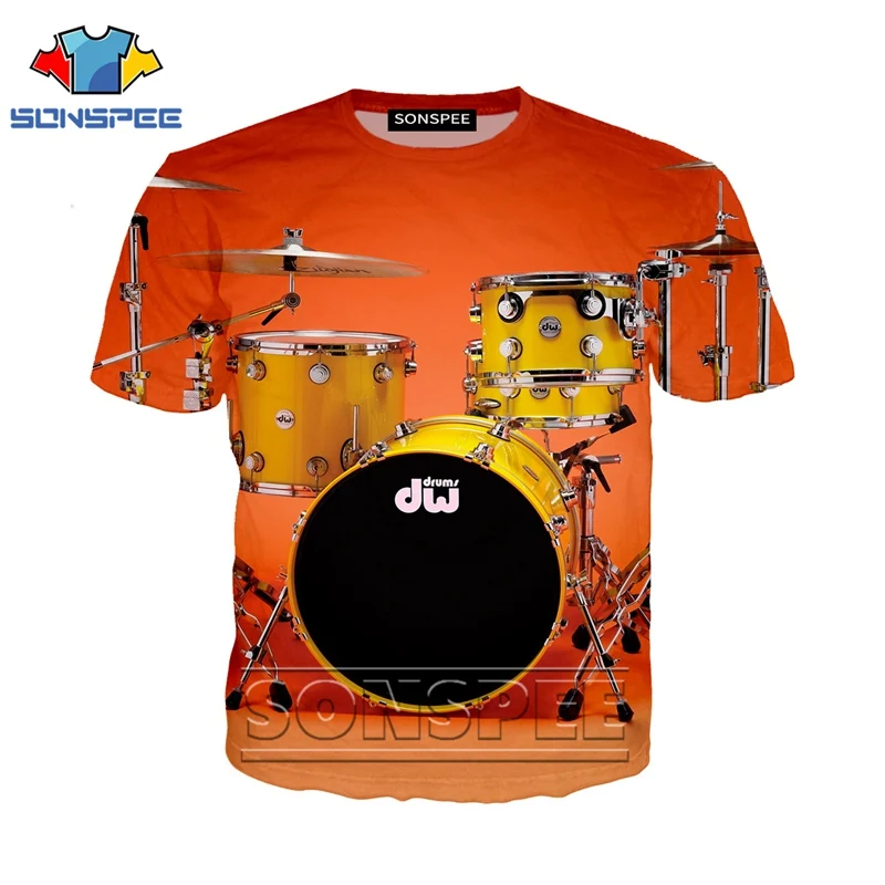 Anime 3d print funny music t shirt Men Women fashion t-shirt drum set sexy kids Harajuku top tee Funny shirts homme tshirt A48