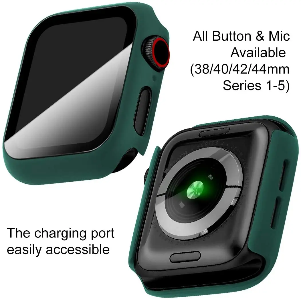 

Case For Iwatch Apple Watch 5 4 44mm 40mm Case With Tempered Glass Screen Protector Hard Cover Bumper Full Coverage Protective