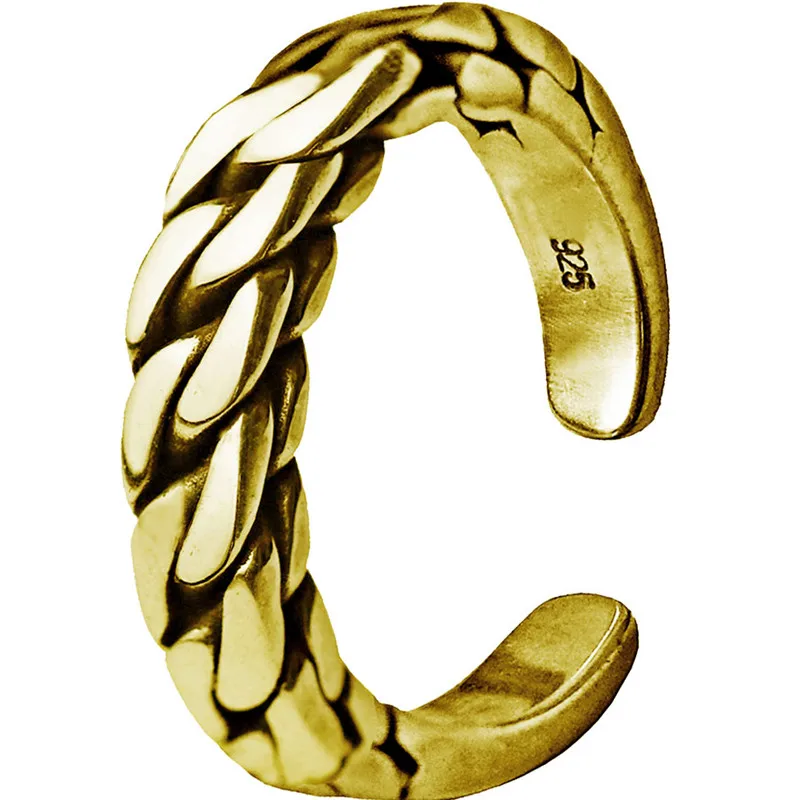 Витое кубинское звено цепи кольца регулируемые розовое золото нержавеющая сталь