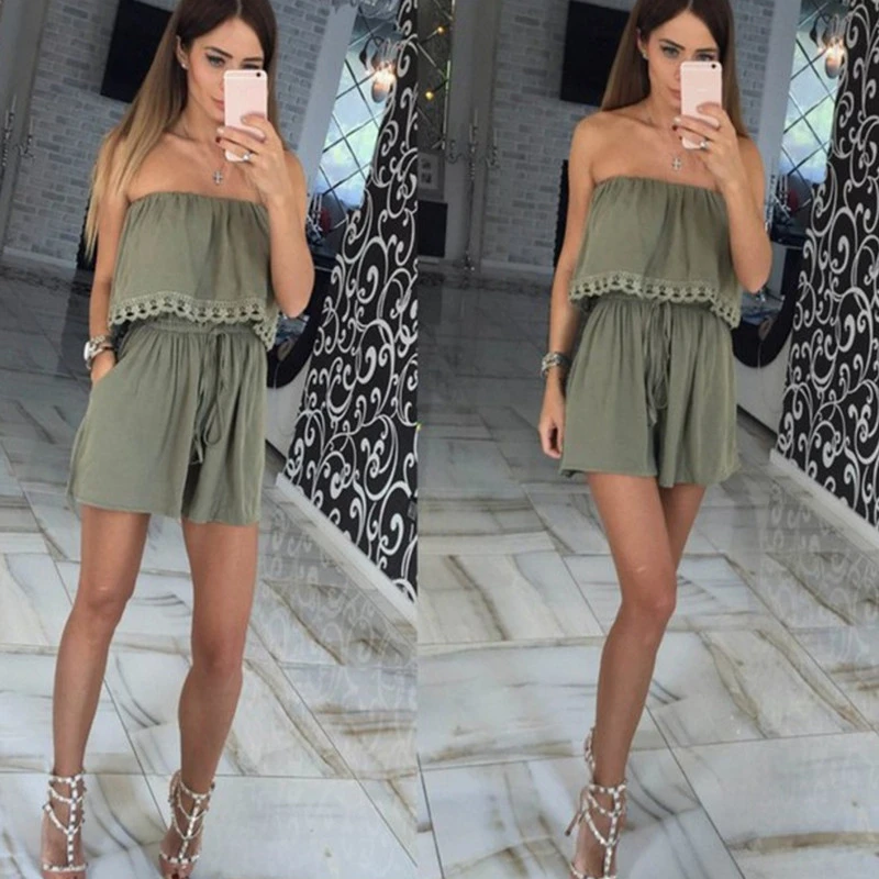 Офисные женские пляжные костюмы сексуальный комбинезон с открытыми плечами