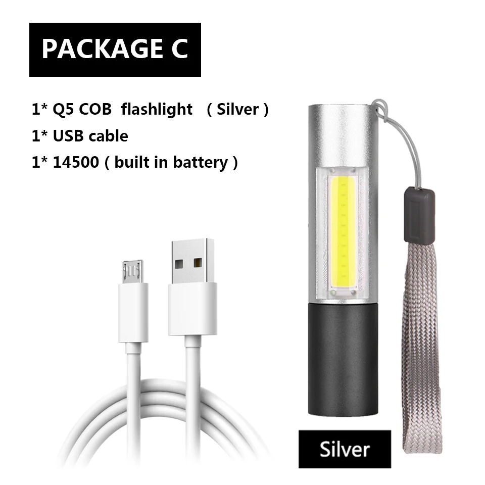 Package C 2 в 1 XM-L T6 внешний аккумулятор светодиодный фонарь 3 режима переключатель зум-объектив Встроенный перезаряжаемый аккумулятор 18650 Головной фонарь - Испускаемый цвет: Package C