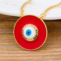 aibef latest design fashion round evil eye pendant necklace copper cubic zircon shiny rhinestone charm jewelry for birthday gift