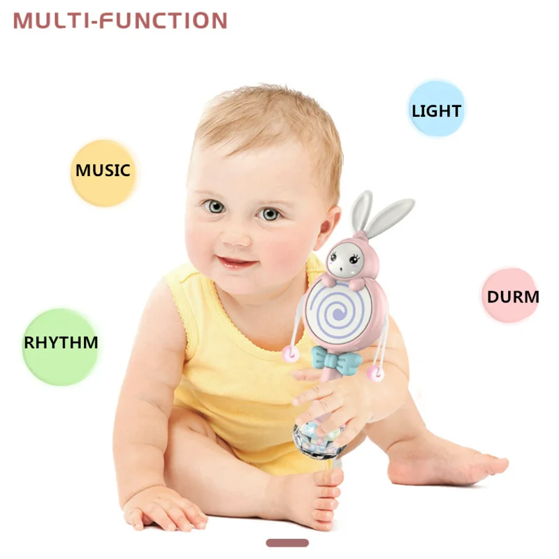 Музыкальная погремушка в форме барабана, музыкальная электрическая колокольчик, мигасветильник почка, игрушки в виде животных для новорож... от AliExpress RU&CIS NEW
