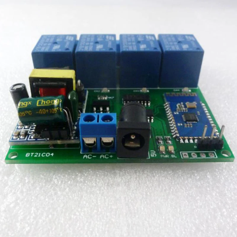 

AC 110V/120V/220V DC 110V 4-канальное реле Bluetooth Android мобильный телефон беспроводной переключатель дистанционного управления Интернет Smart BT21C04