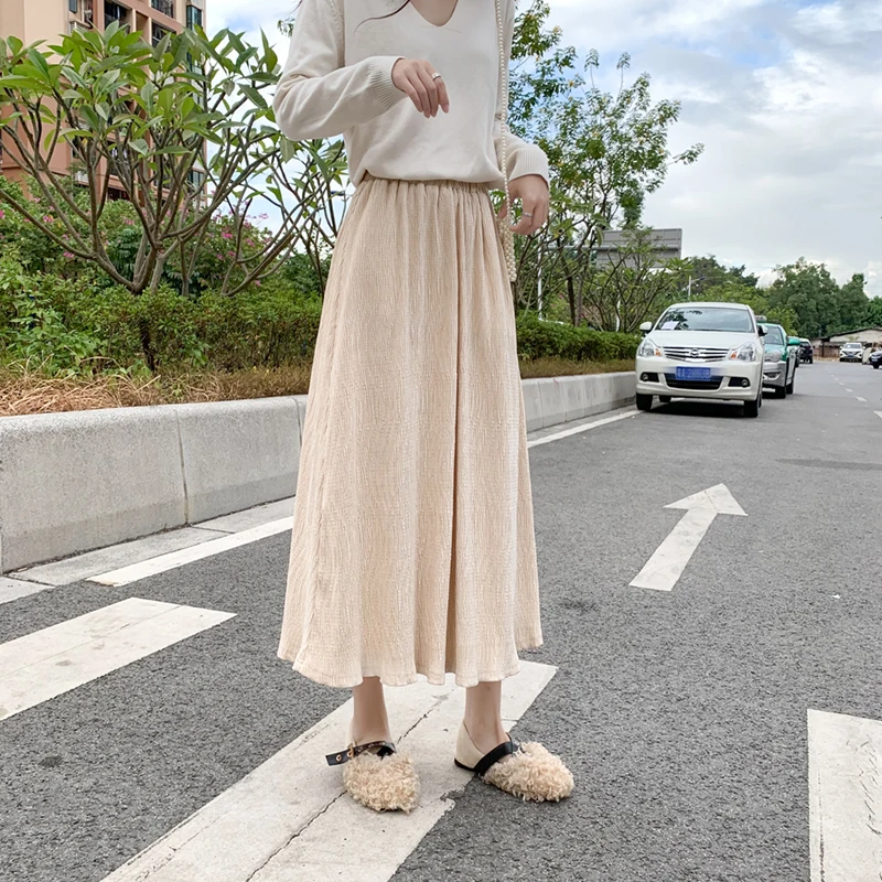 

6038# 2021 Autumn Korean Fashion Maternity Skirts A Line Pencil Elastic Waist belly Skirts Clothes for Pregnant Women Casual
