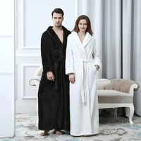 extra long thick waffle coral fleece winter warm bath robe men women flannel kimono bathrobe male dressing gown mens nightwear
