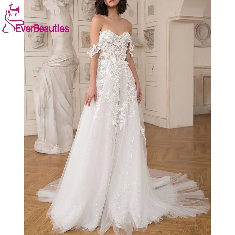 

Wedding Dresses for Women 2021 Beach Bride Gown Bohemian Tulle Appliques Vestidos De Novia