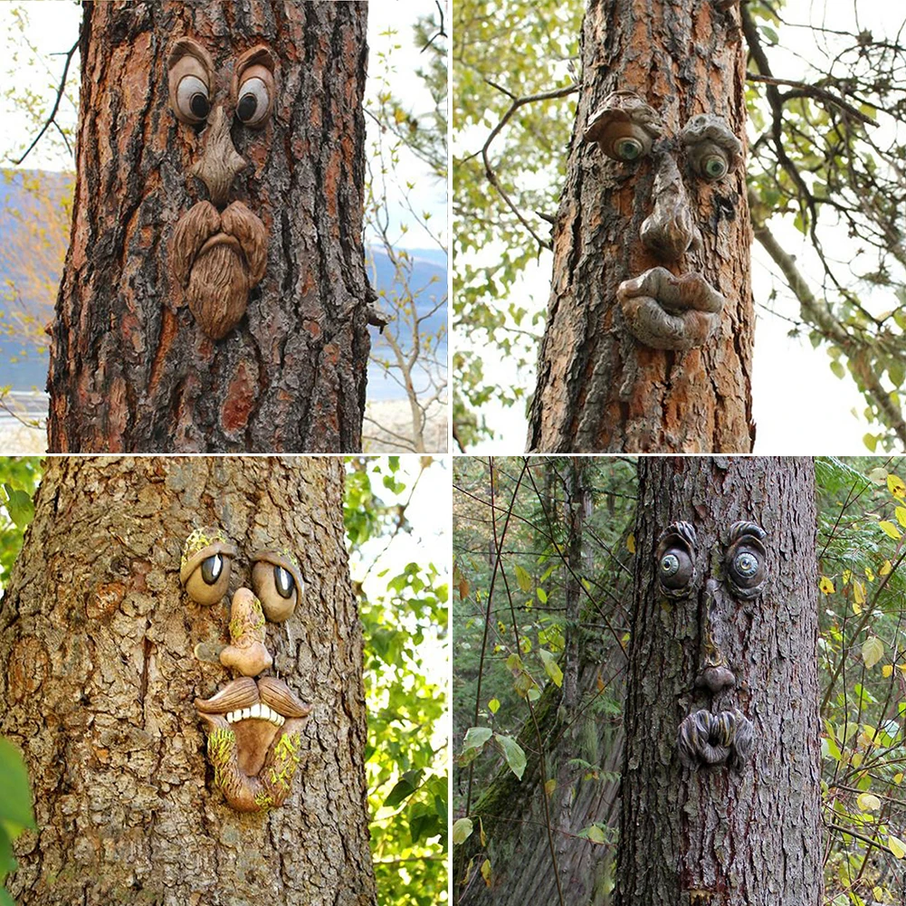 

Realistic Statue Funny Hugger Easter Tree Face Decoration Pendant Outdoor Garden Yard Hanging Art Prop Old Man Resin Sculpture