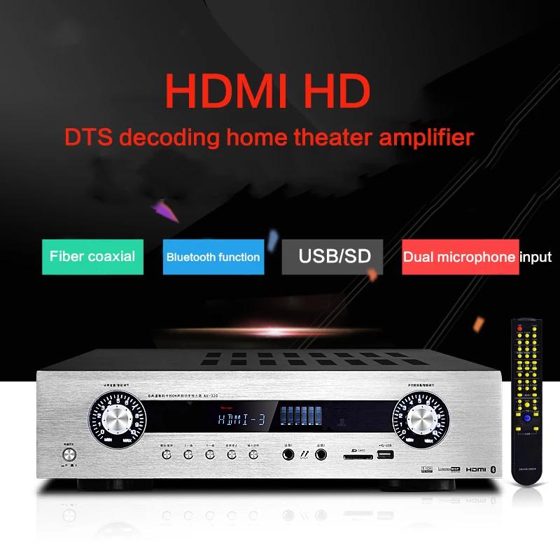 

900W 220V High Power Home Amplifier AV-320 HiFi 5.1 Home Theater 4.0 Bluetooth Fiber Coaxial DTS Decoding Amplifier HD