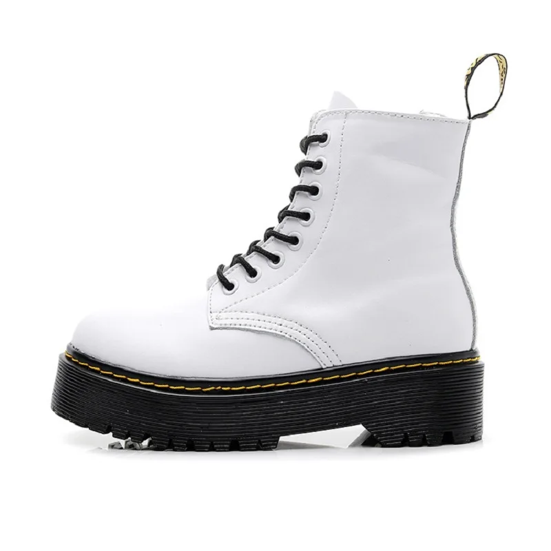 

Platform Martens Boots Women Shoes 2021 New Black Leather Ankle Boots Women Punk Shoes Thick Bottom Motorcycle Boots De Mujer
