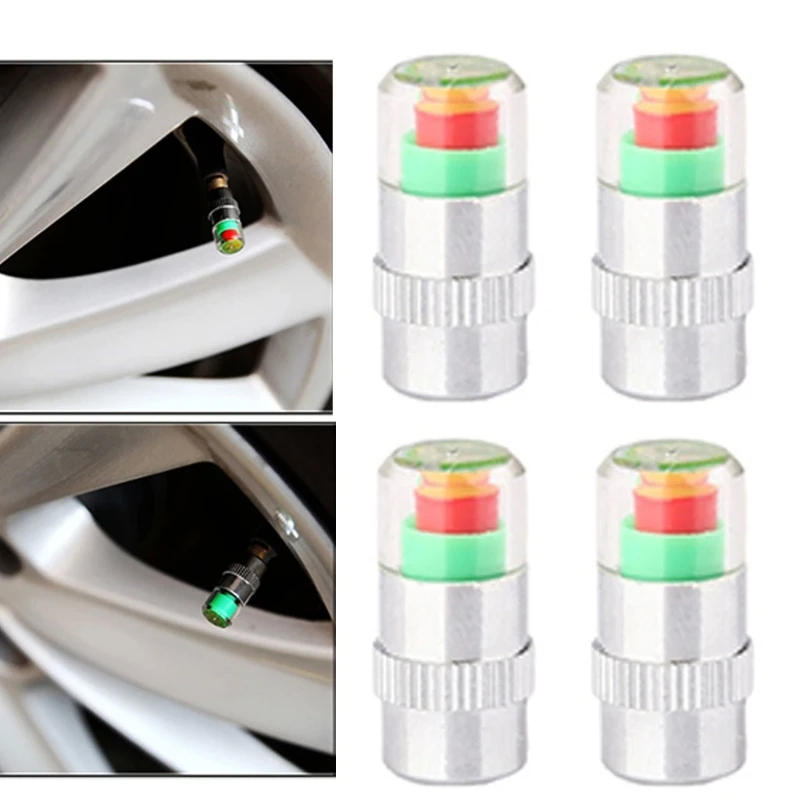 4Pcs Car Tire Pressure Gauge Indicator Alert Monitoring Valves Cap Sensor Tyre Pressure Monitor