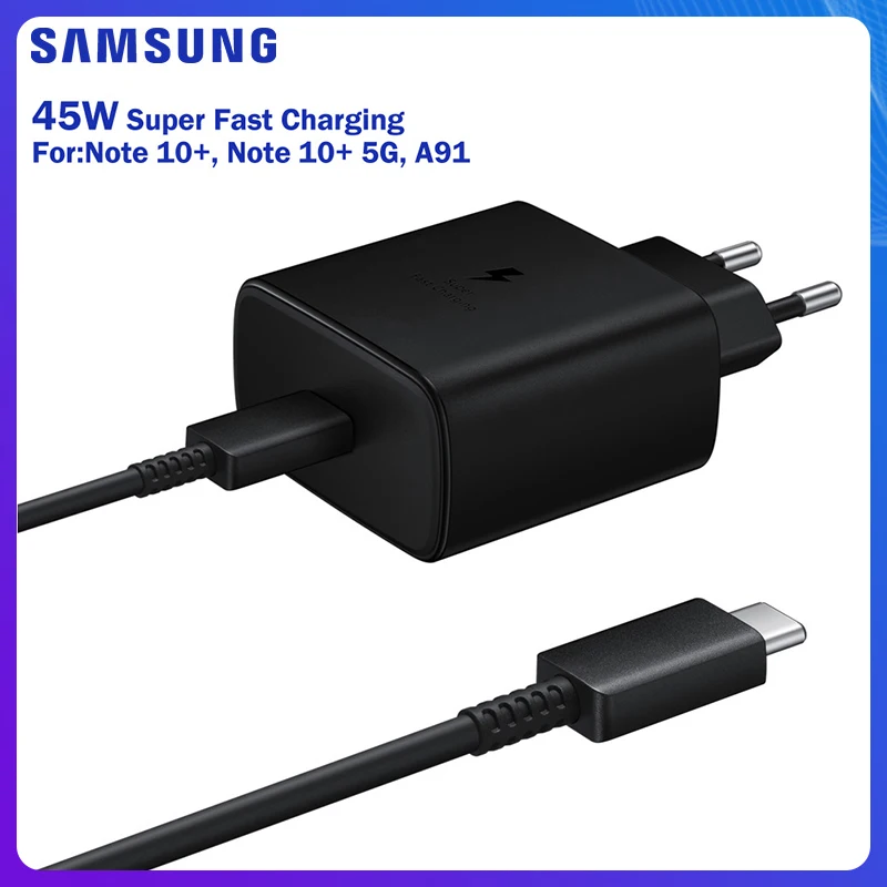 

SAMSUNG Original 45W USB-C Super Adaptive Fast Charge Charger EP-TA845 For Samsung GALAXY Note 10 Plus Note10Plus 5G A91 Note10+