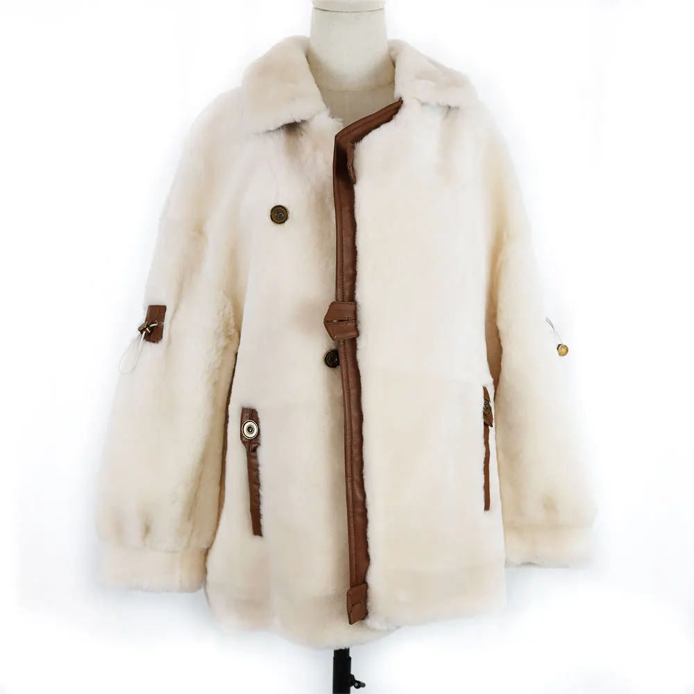 Женское длинное пальто из натуральной шерсти роскошная Толстая двухсторонняя