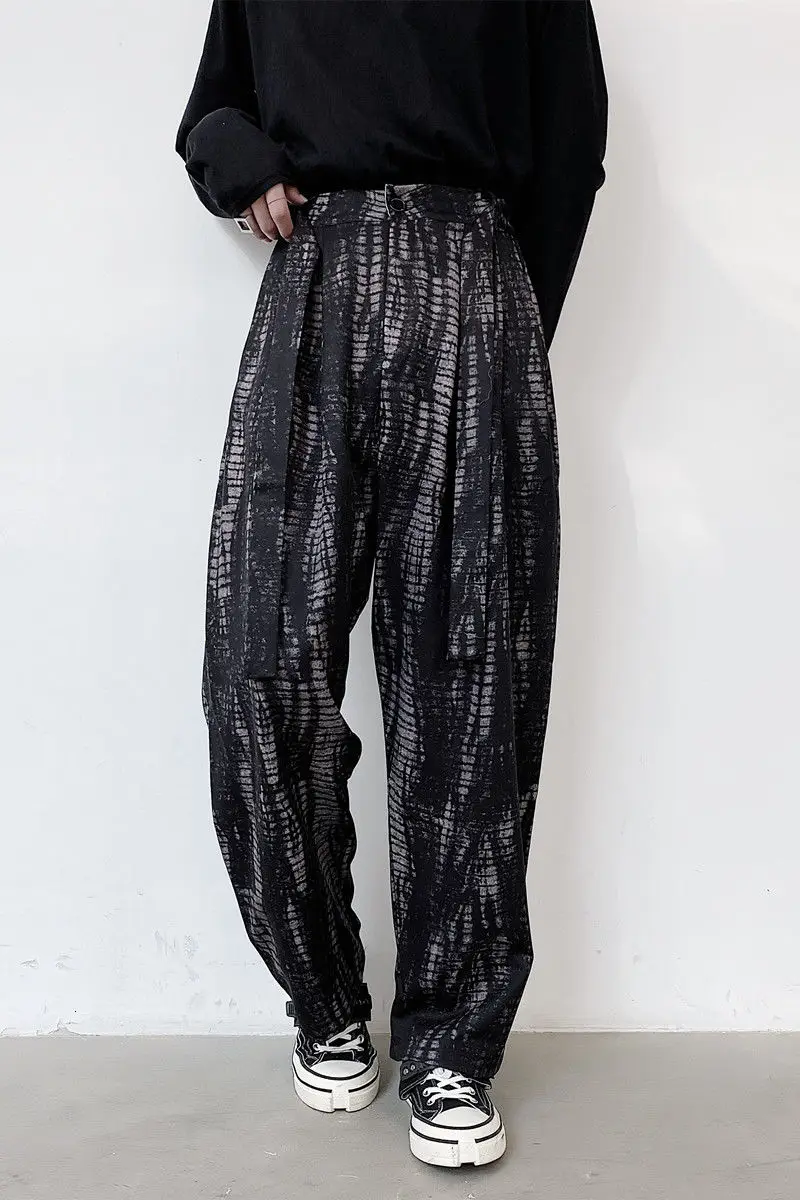 

2020 Spring And Autumn New Youth Fashion Tie-dye Gradient Loose Wide-leg Trousers Fashion Casual Straight-leg Pants Black